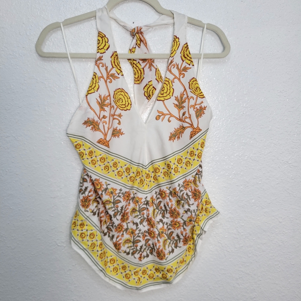 J Crew Open-back halter top in sunset rose block print Size XXS NWT - Picture 5 of 8